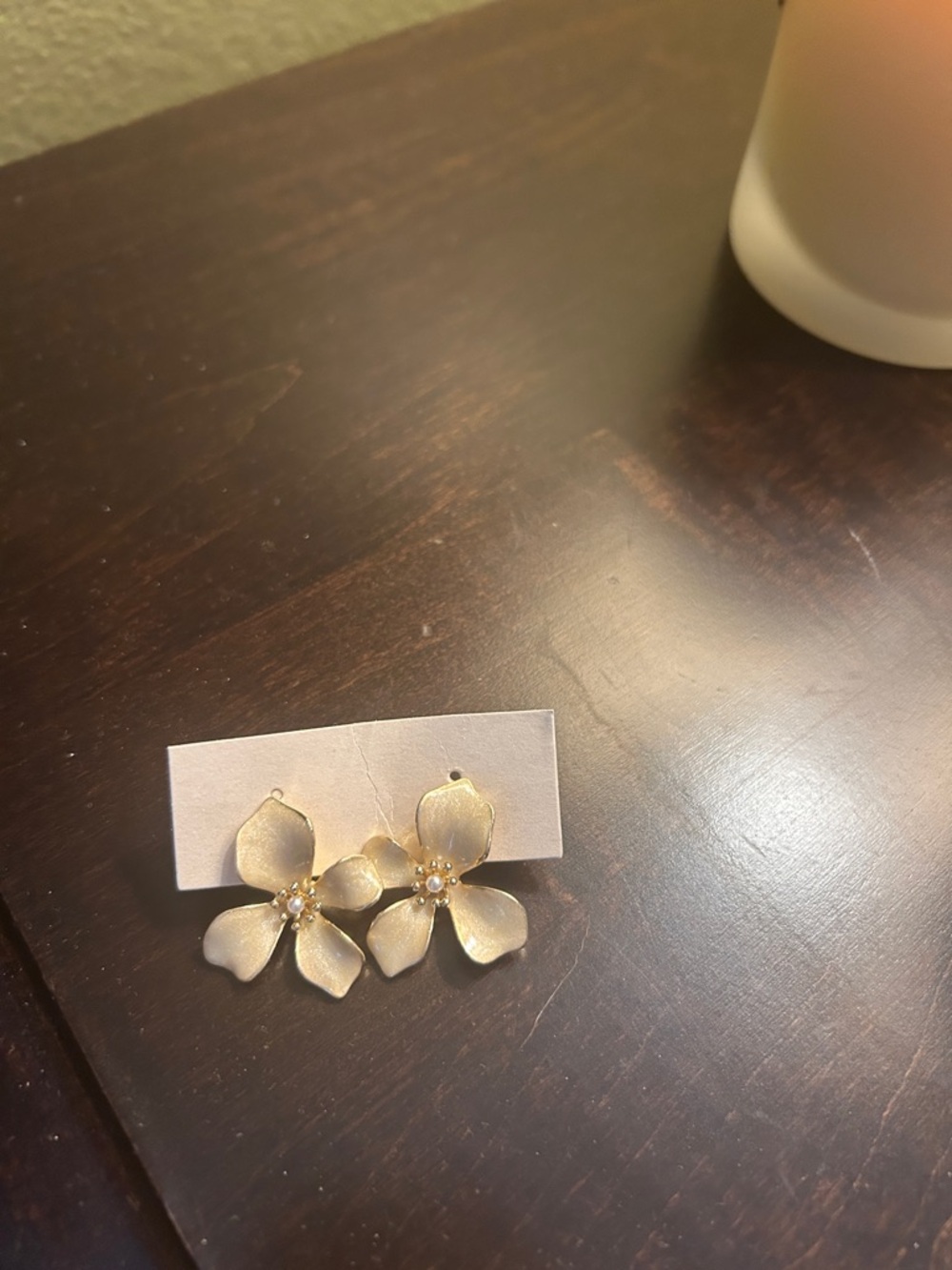 Gold Flower Petal Drop Earrings - Women Jewelry